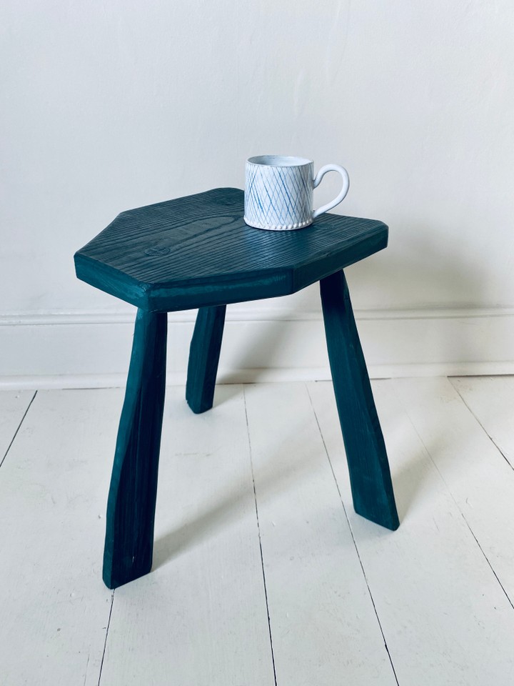 The Merchants Table, Suffolk - Jim Parsons Painted Blue Ash Stool Table