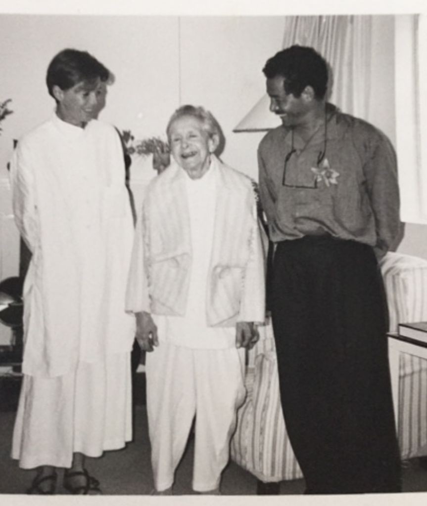 Maureen Doherty with mentors Lucy Rie and Issey Miyake